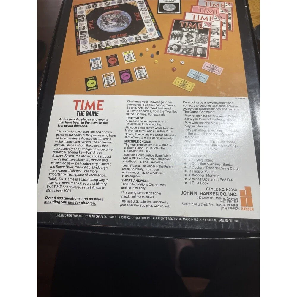 Time The Game Time Magazine Questions Board Game 1983 Rare Vintage